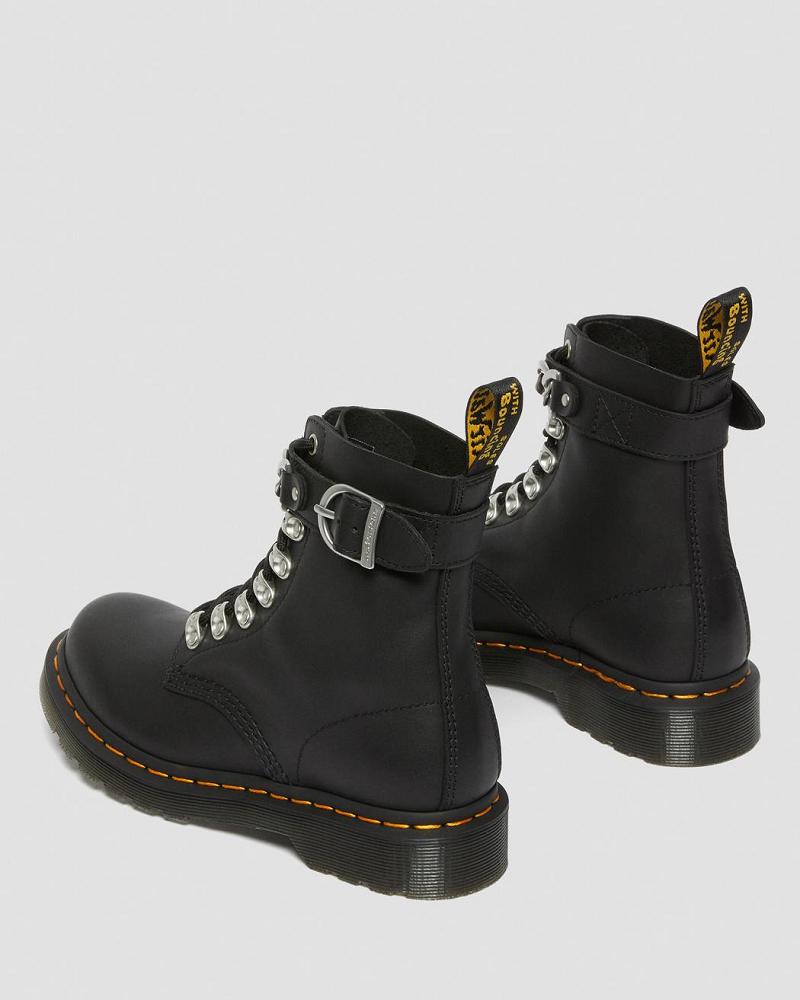 Women's Dr Martens 1460 Pascal Chain Leather Lace Up Boots Black | AU 181FDN